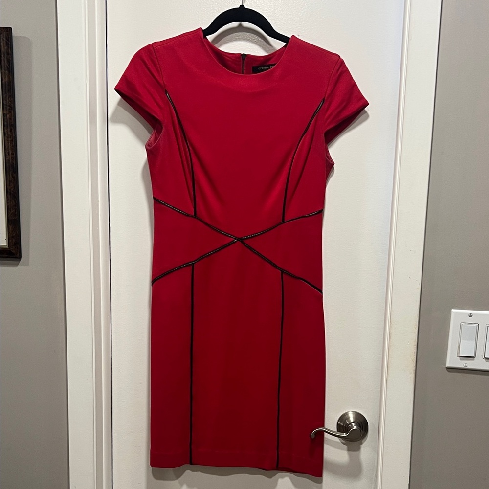 Cynthia Steffe Red Mini Dress with Black Accents